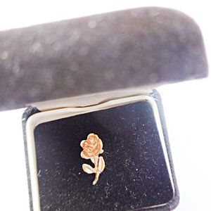 VINTAGE GOL TONE ROSE FLOWER LAPEL PIN BROOCH